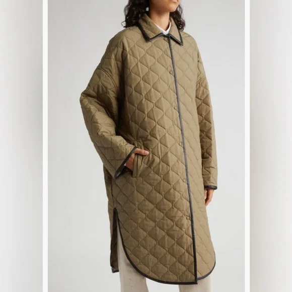 NWT $980 TOTEME Quilted Organic Cotton Cocoon Coat in Marsh - size Medium/Large - Picture 5 of 7